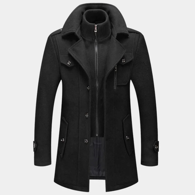 Peaky™ - Manteau chic en laine à col montant