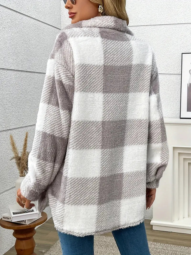 Chaletine™ - Veste en sherpa à carreaux