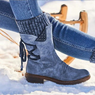 Alpine™ - Bottes mi-hautes en cuir à revers tricot